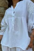 Mimi Pillow Cotton Batwing Blouse White